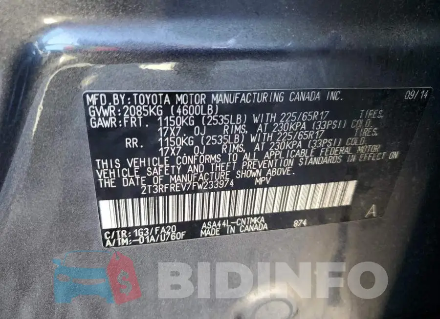 2T3RFREV7FW233974 Photo# 13