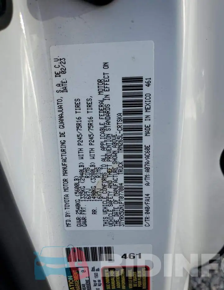 3TYRX5GN1PT077084 Photo# 12