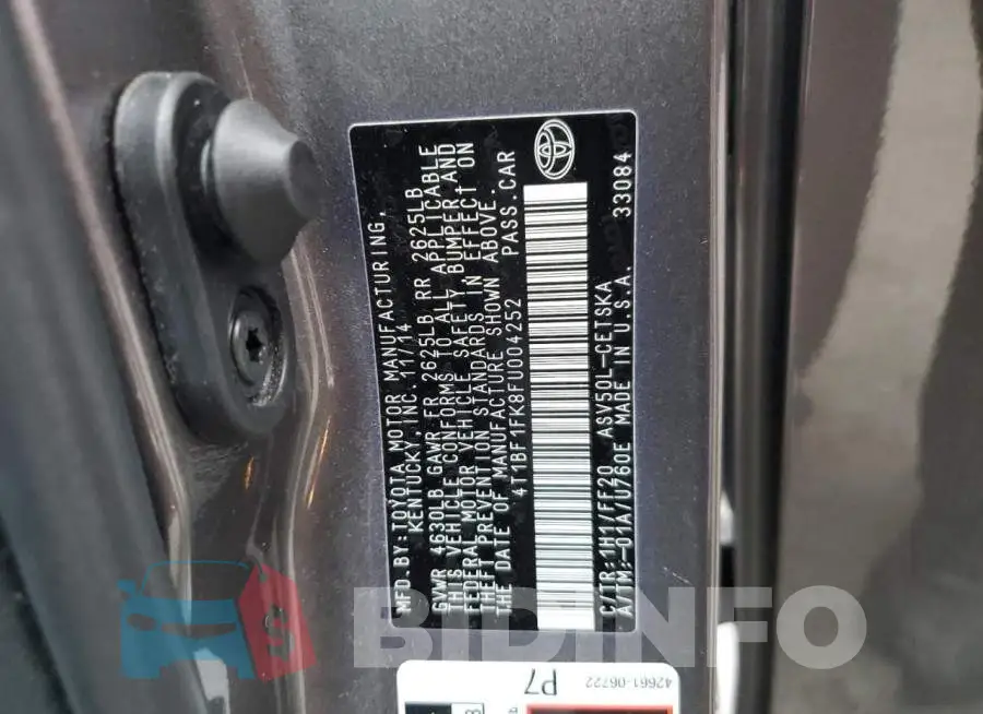 4T1BF1FK8FU004252 Photo# 13