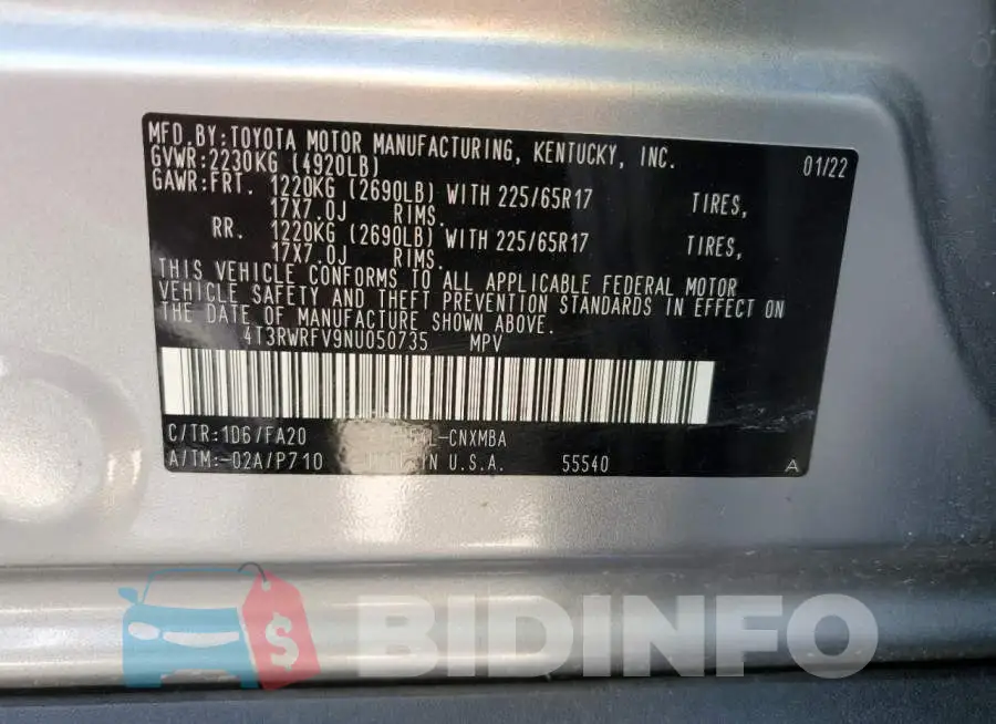 4T3RWRFV9NU050735 Photo# 12