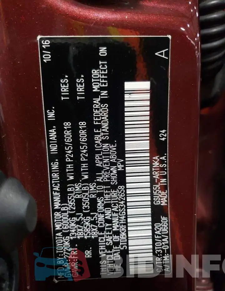 5TDBKRFH4GS342658 Photo# 13