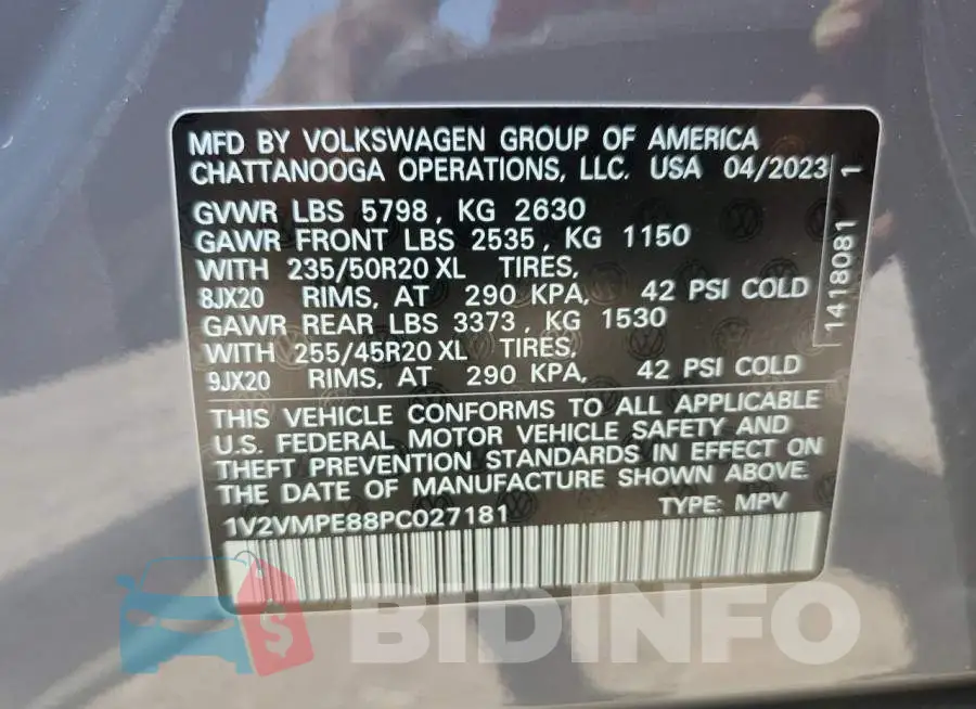 1V2VMPE88PC027181 Photo# 13