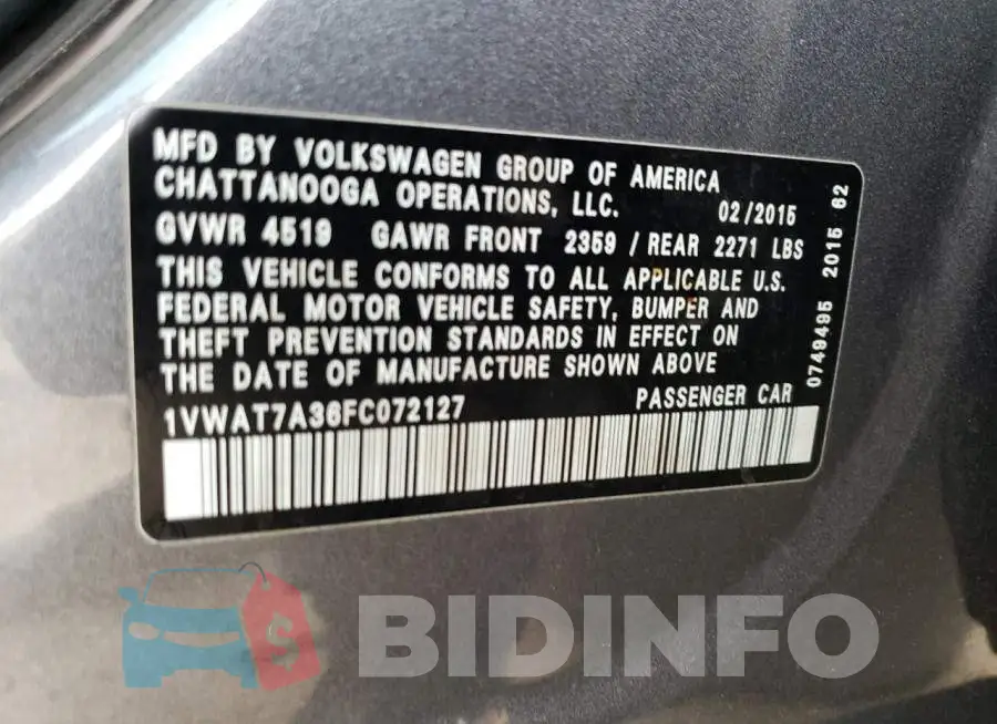 1VWAT7A36FC072127 Photo# 12