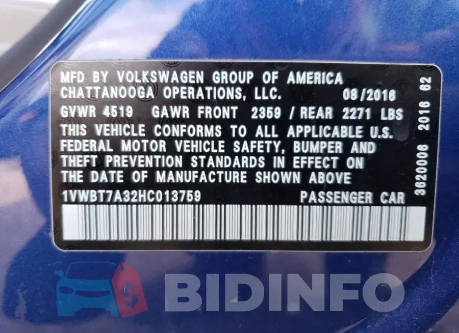 1VWBT7A32HC013759 Photo# 12