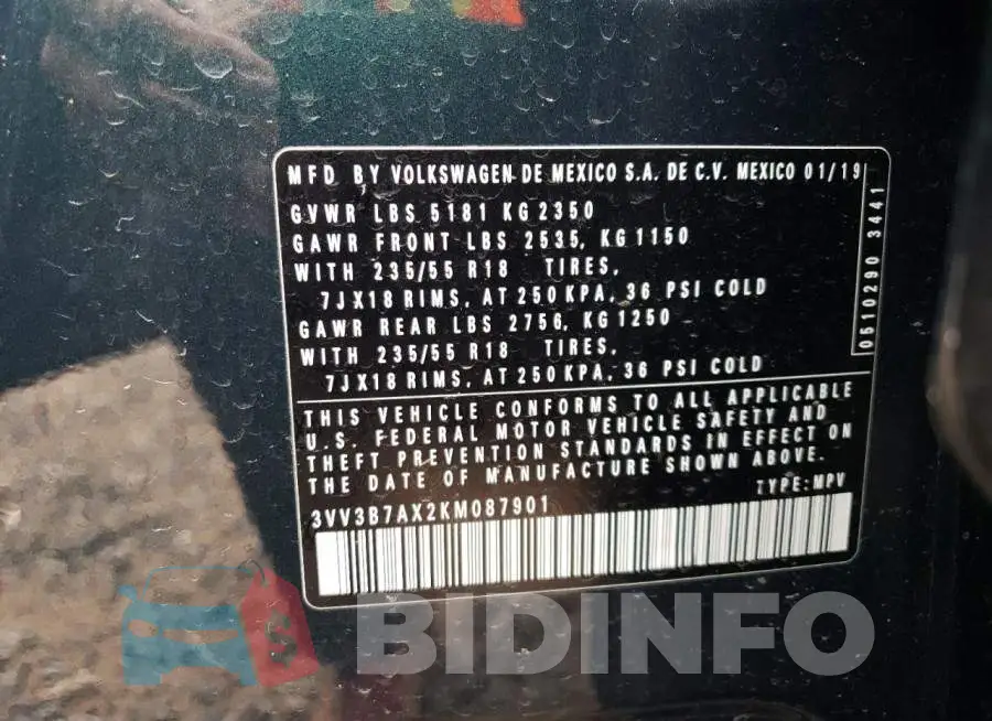 3VV3B7AX2KM087901 Photo# 13