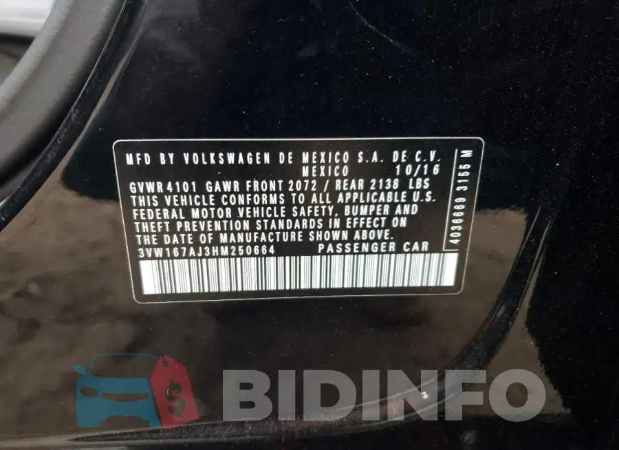 3VW167AJ3HM250664 Photo# 12