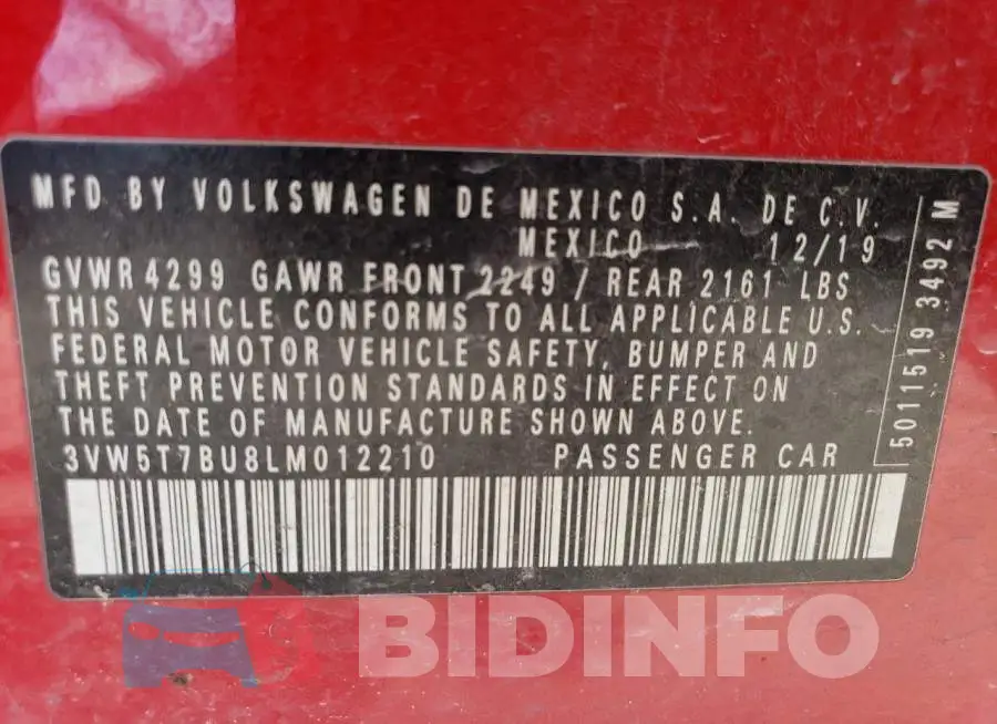3VW5T7BU8LM012210 Photo# 12