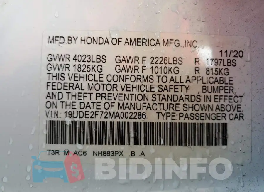 19UDE2F72MA002286 Photo# 12