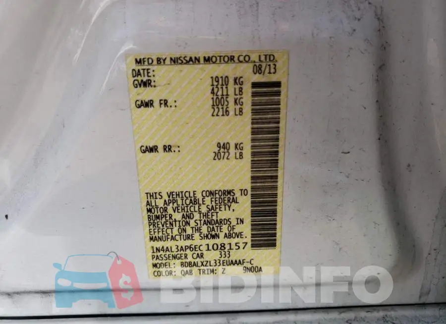 1N4AL3AP6EC108157 Photo# 12