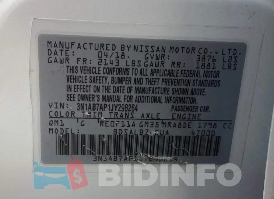 3N1AB7AP1JY298264 Photo# 10