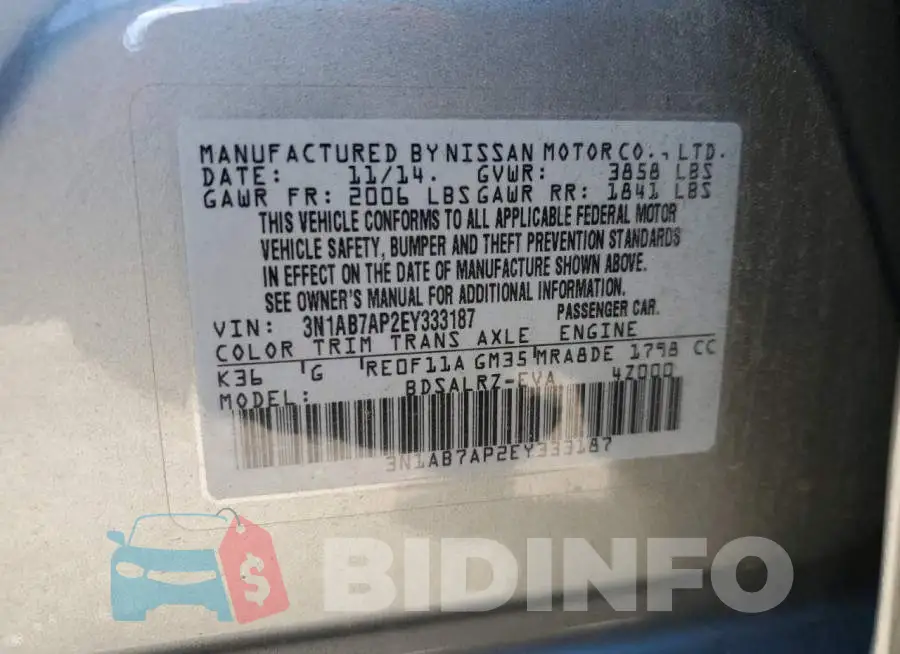 3N1AB7AP2EY333187 Photo# 12