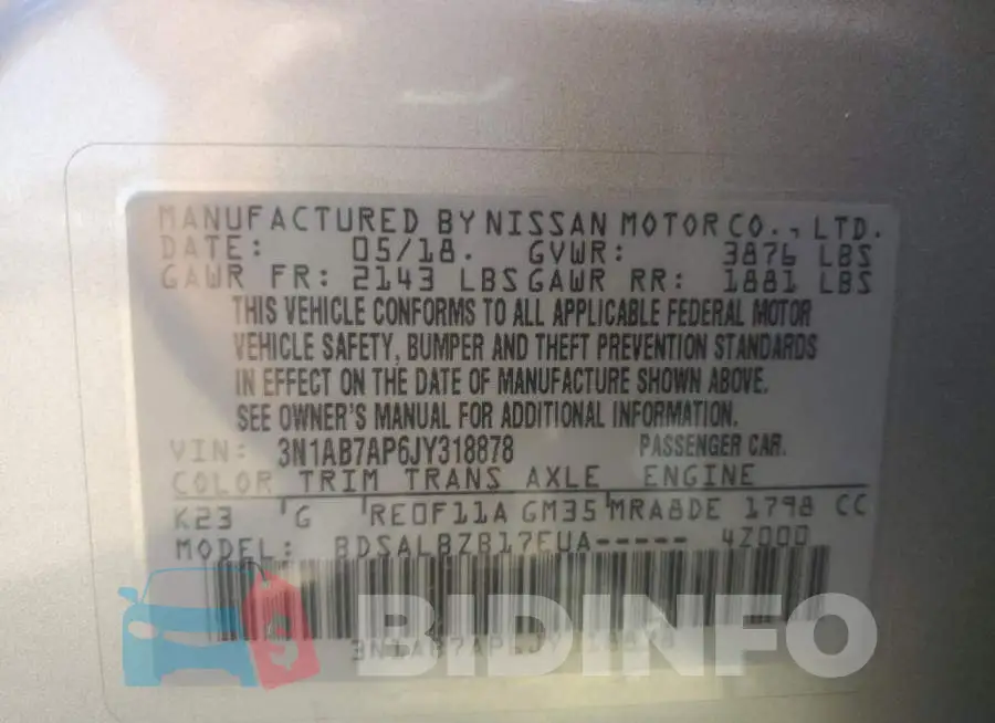 3N1AB7AP6JY318878 Photo# 12