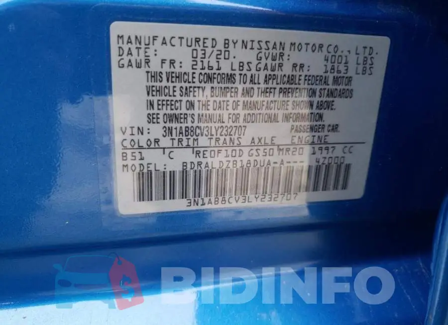 3N1AB8CV3LY232707 Photo# 12