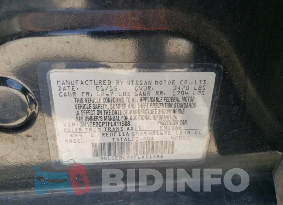 3N1CE2CP7FL411588 Photo# 13