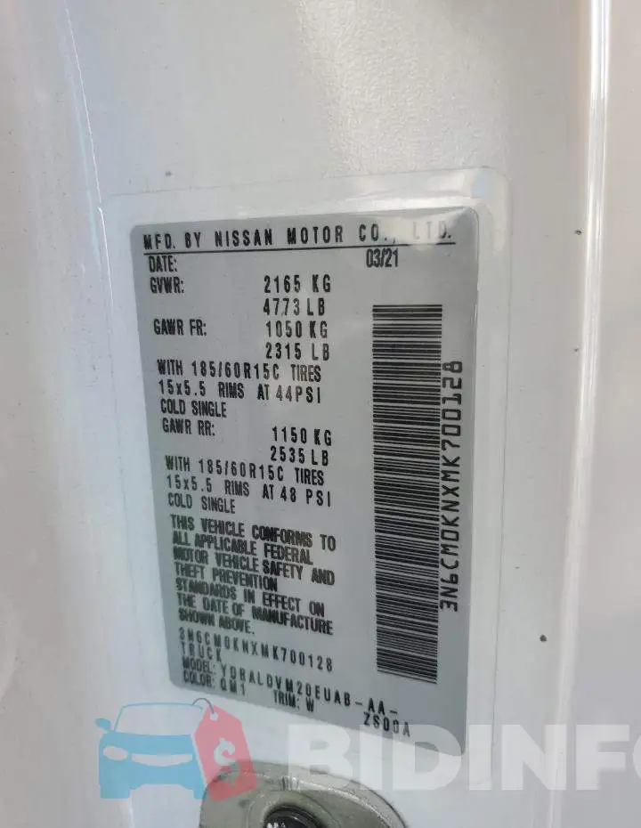 3N6CM0KNXMK700128 Photo# 13