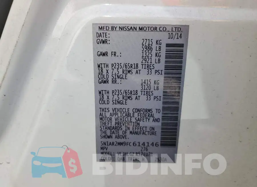 5N1AR2MM9FC614146 Photo# 13