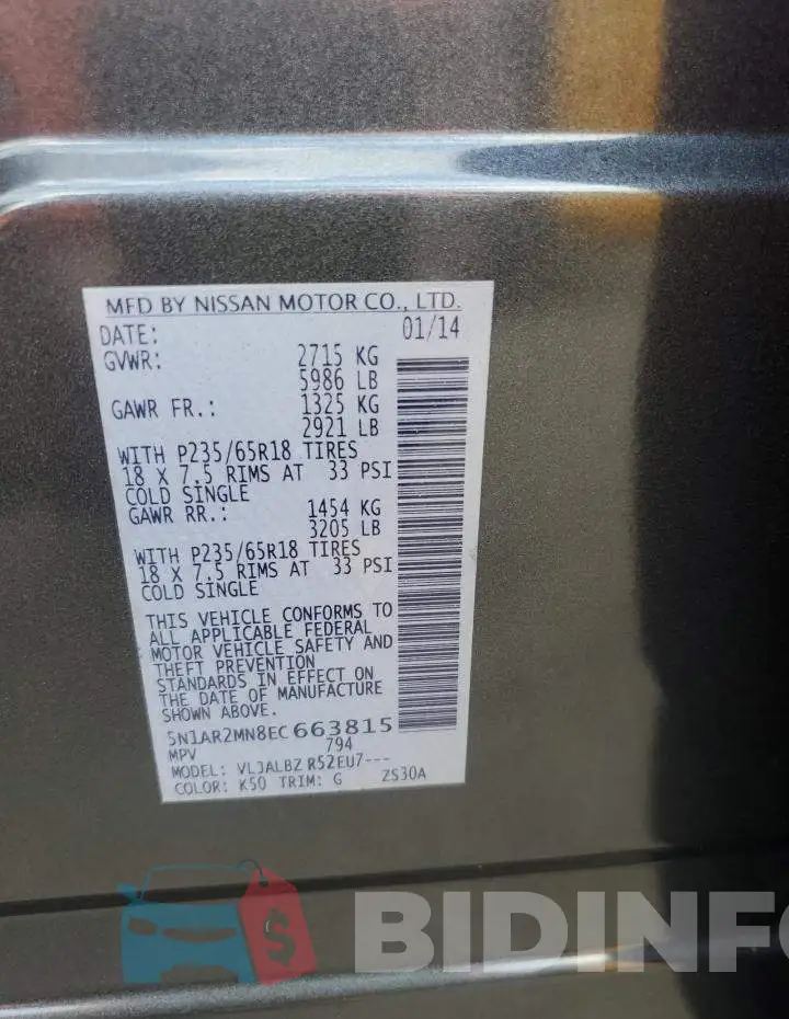 5N1AR2MN8EC663815 Photo# 12