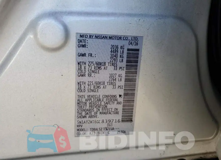 5N1AT2MT6GC839716 Photo# 13