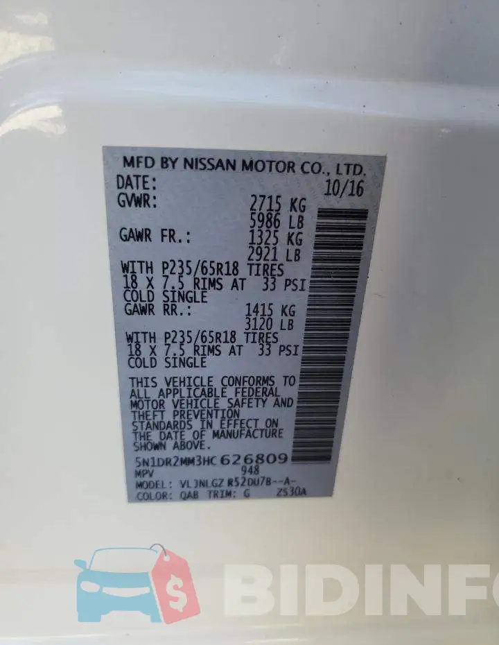 5N1DR2MM3HC626809 Photo# 13