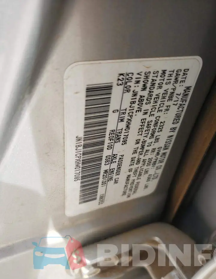 JN1BJ1CPXHW017095 Photo# 13
