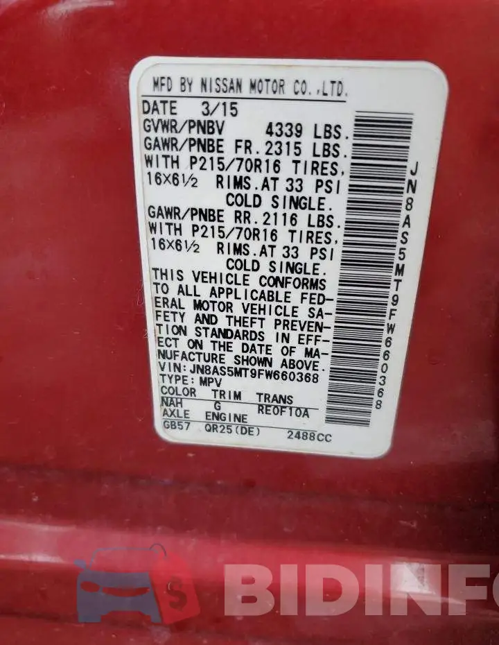 JN8AS5MT9FW660368 Photo# 13
