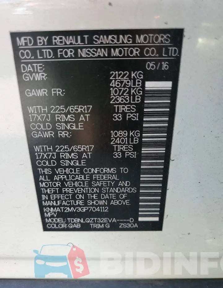 KNMAT2MV3GP704112 Photo# 13