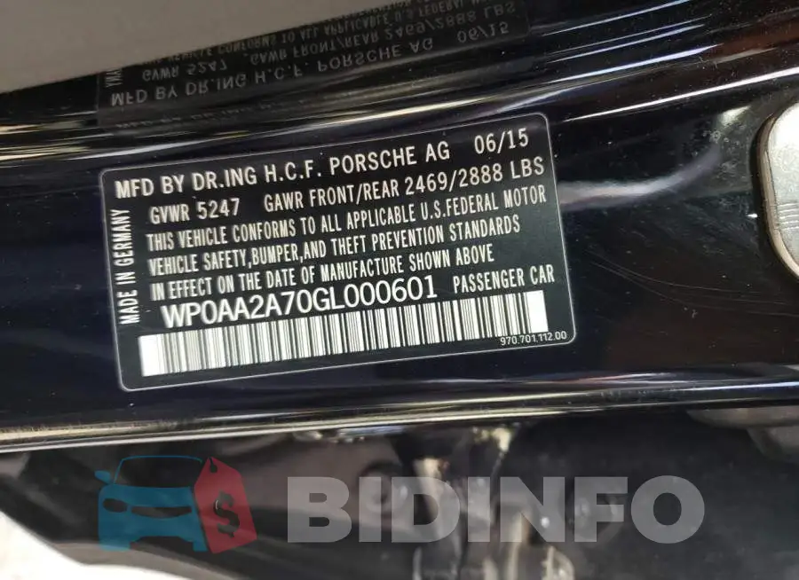 WP0AA2A70GL000601 Photo# 13
