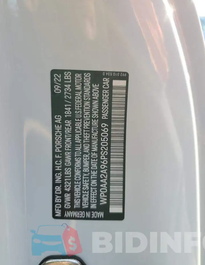 WP0AA2A96PS205069 Photo# 13