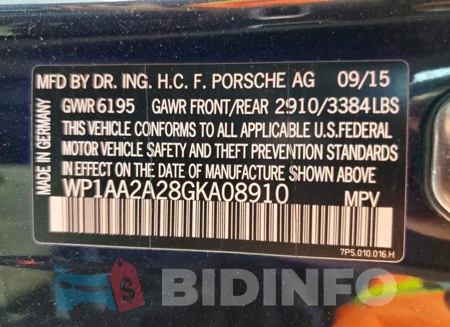 WP1AA2A28GKA08910 Photo# 13