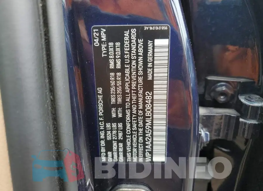 WP1AA2A59MLB08482 Photo# 13