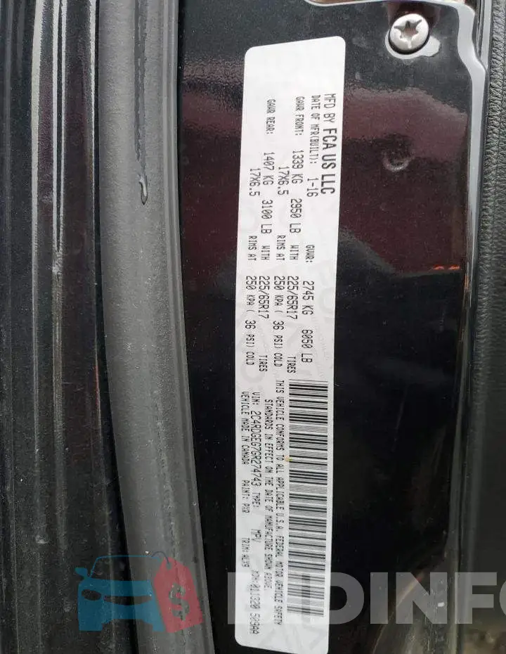 2C4RDGEG7GR274743 Photo# 13