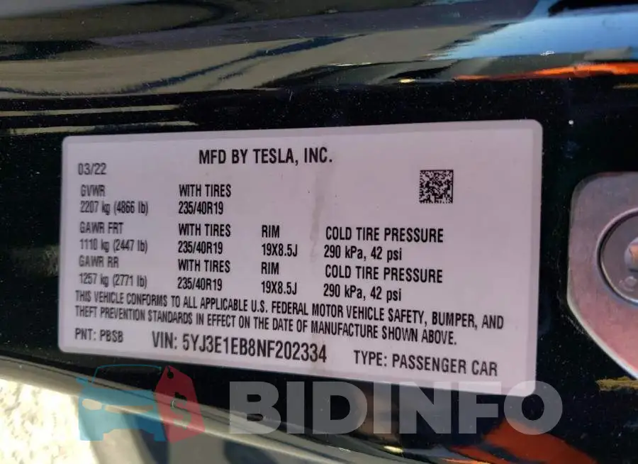 5YJ3E1EB8NF202334 Photo# 12