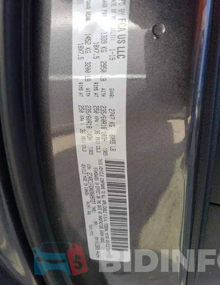 2C4RC1FGXKR609727 Photo# 13