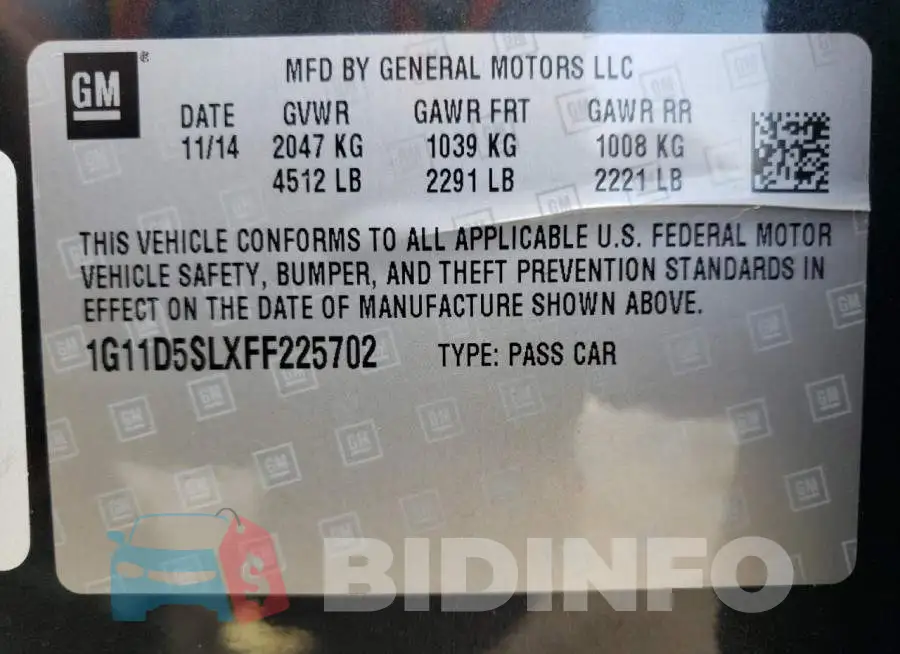 1G11D5SLXFF225702 Photo# 12