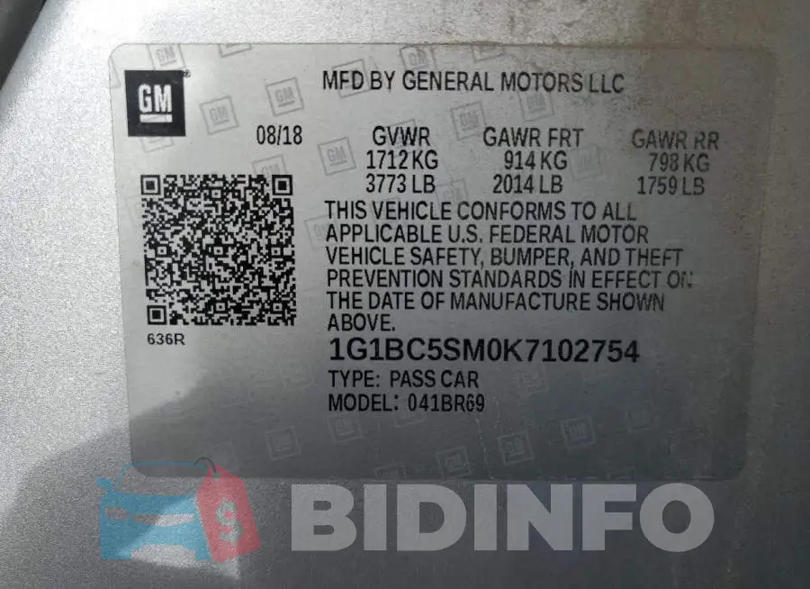 1G1BC5SM0K7102754 Photo# 12