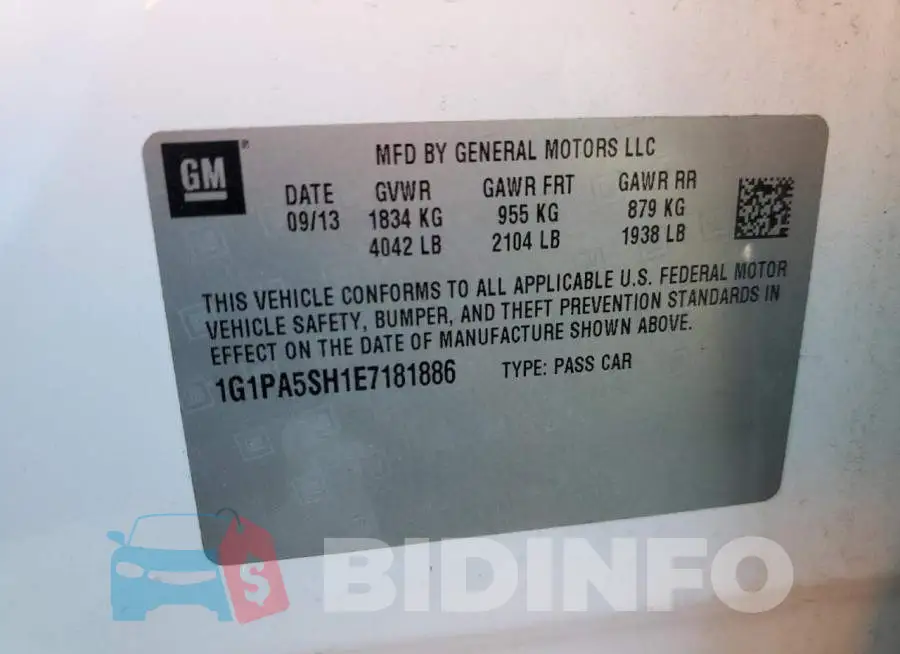 1G1PA5SH1E7181886 Photo# 12