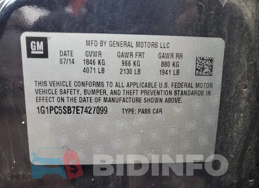 1G1PC5SB7E7427099 Photo# 12