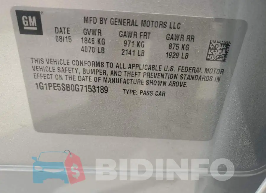 1G1PE5SB0G7153189 Photo# 13