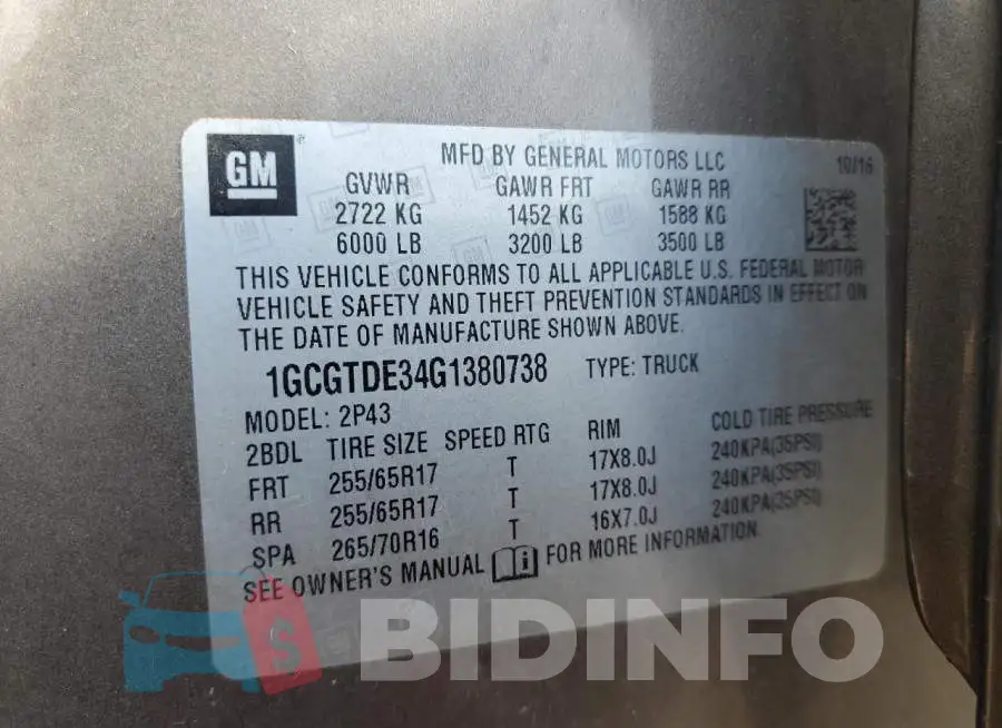 1GCGTDE34G1380738 Photo# 12