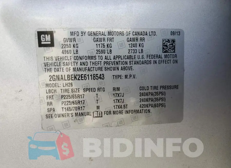 2GNALBEK2E6118543 Photo# 12