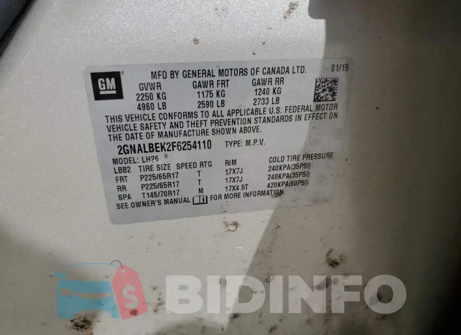 2GNALBEK2F6254110 Photo# 13