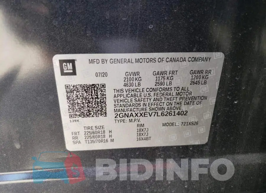 2GNAXXEV7L6261402 Photo# 13