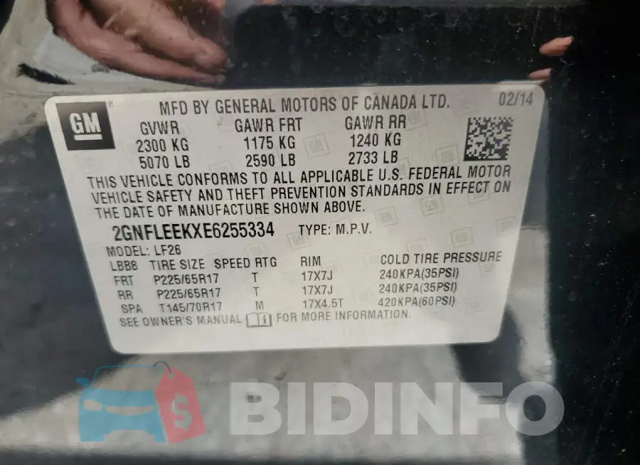 2GNFLEEKXE6255334 Photo# 13