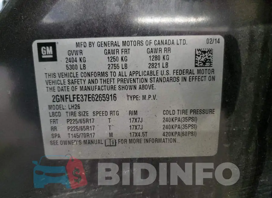 2GNFLFE37E6265916 Photo# 13