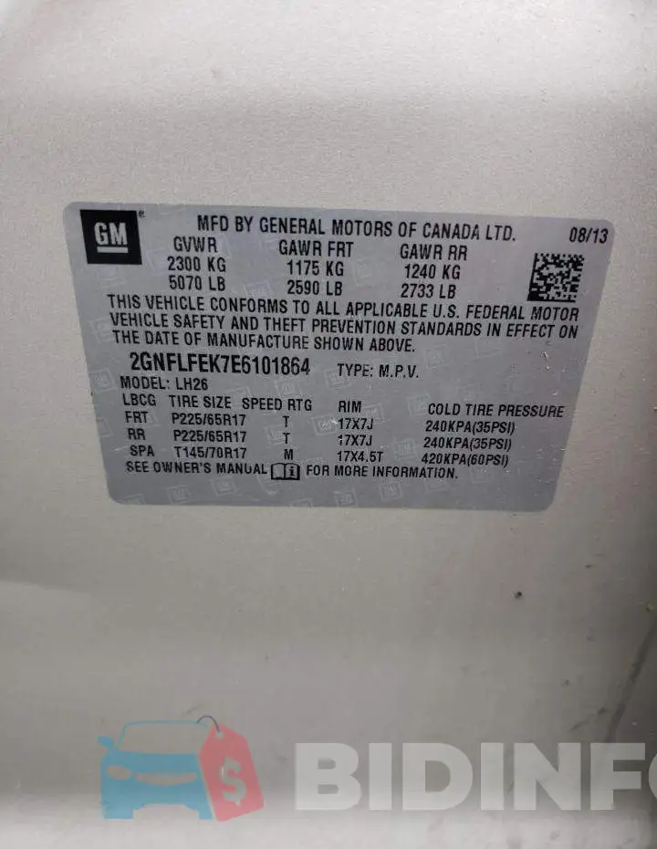 2GNFLFEK7E6101864 Photo# 13