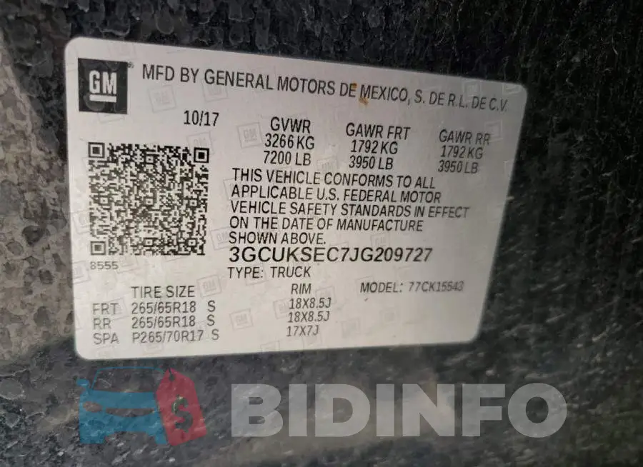 3GCUKSEC7JG209727 Photo# 12