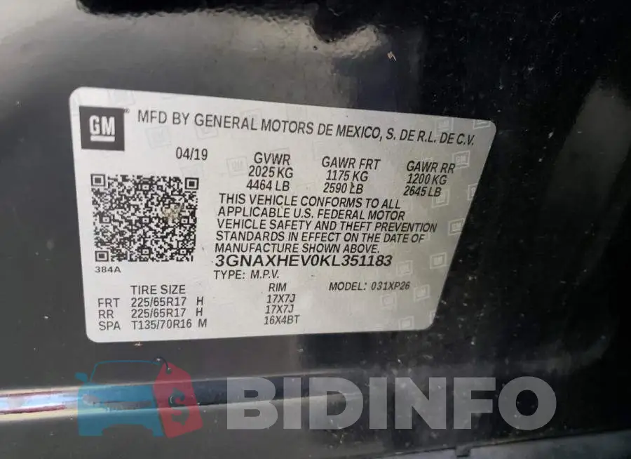3GNAXHEV0KL351183 Photo# 12