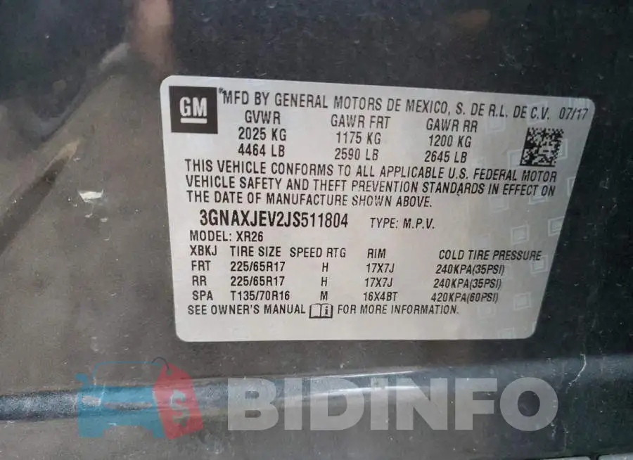 3GNAXJEV2JS511804 Photo# 13