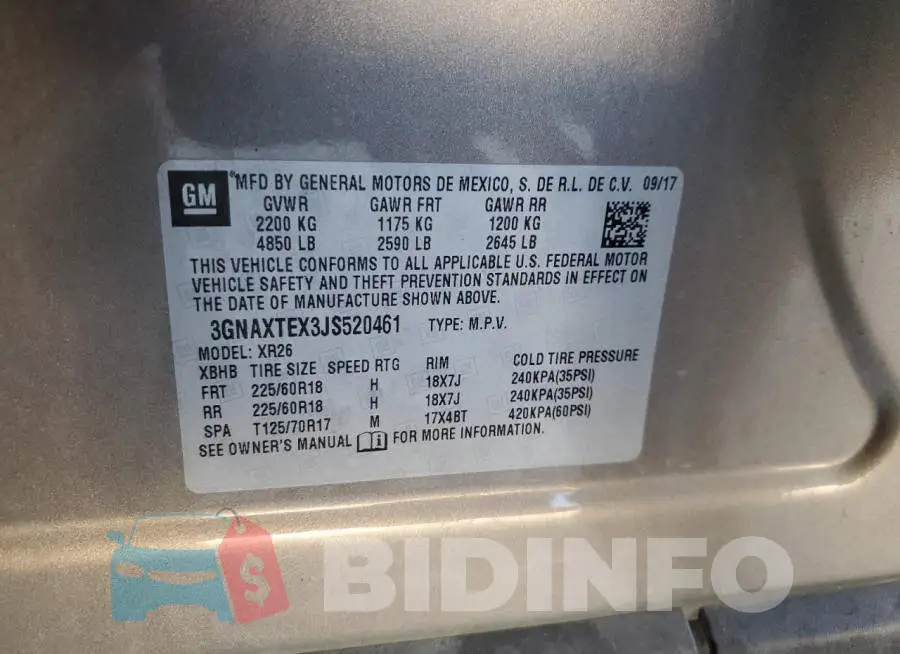 3GNAXTEX3JS520461 Photo# 13