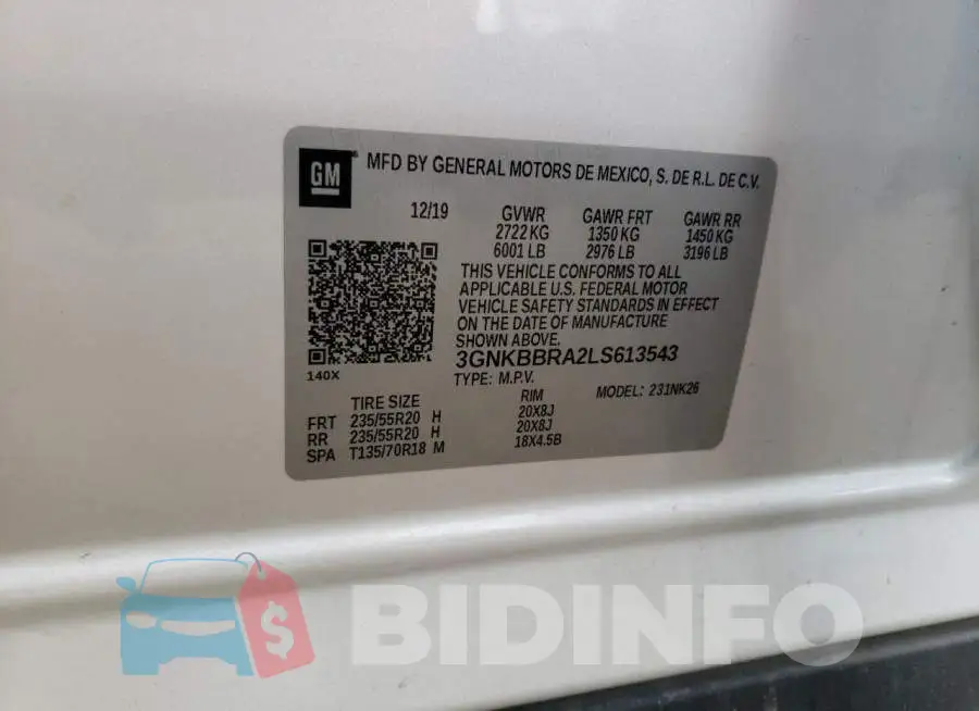 3GNKBBRA2LS613543 Photo# 12